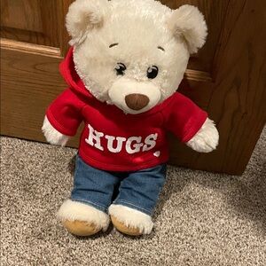 Build A Bear Cute Teddy Bear with Red Hoodie